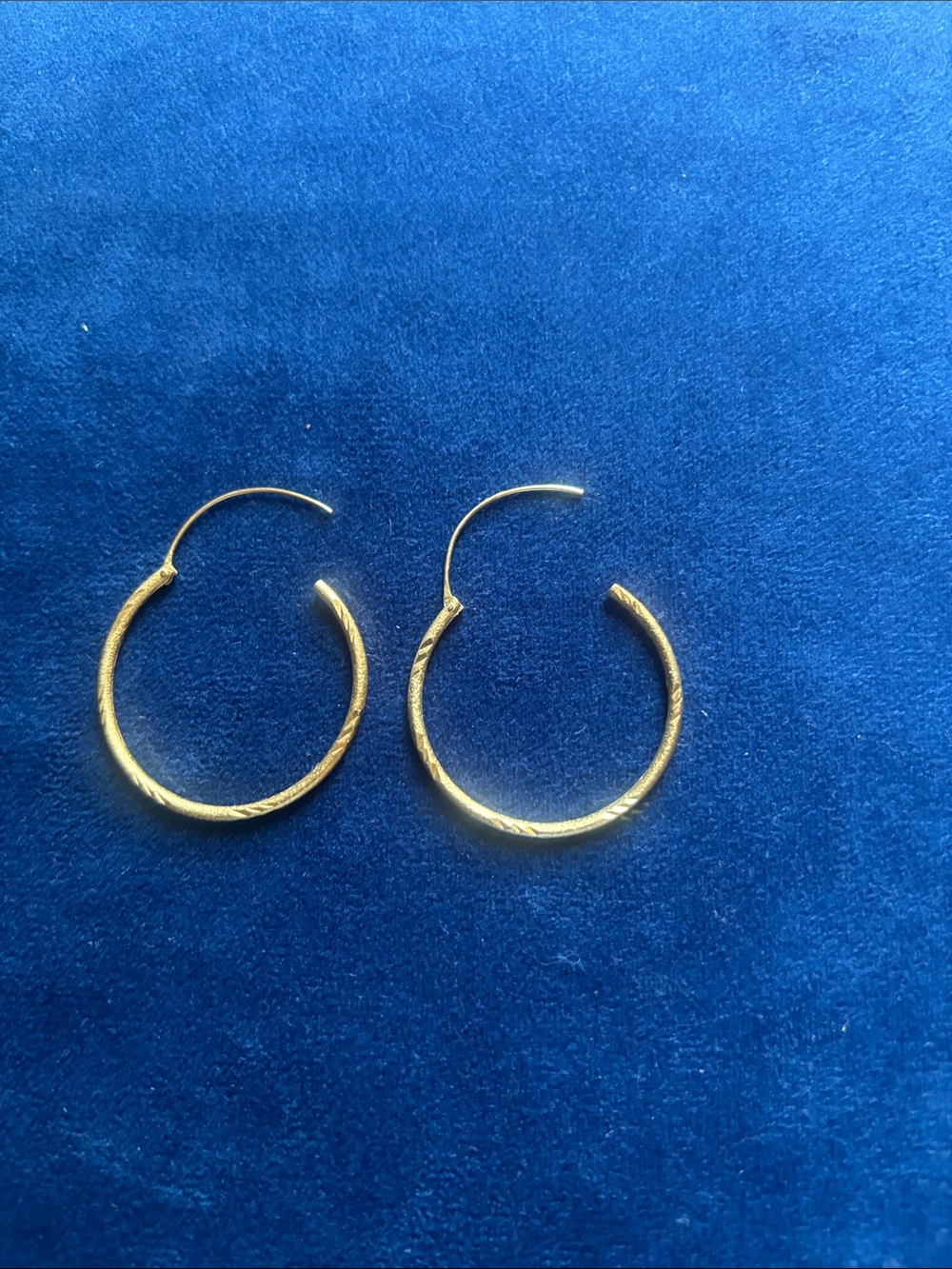 Classic Gold tone Hoop Earrings - Elegant Textured Hoops